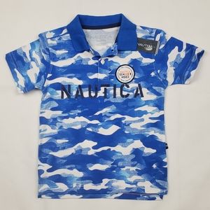 Nautica Boy's Blue/White Camouflage Polo Size M[5] NWT